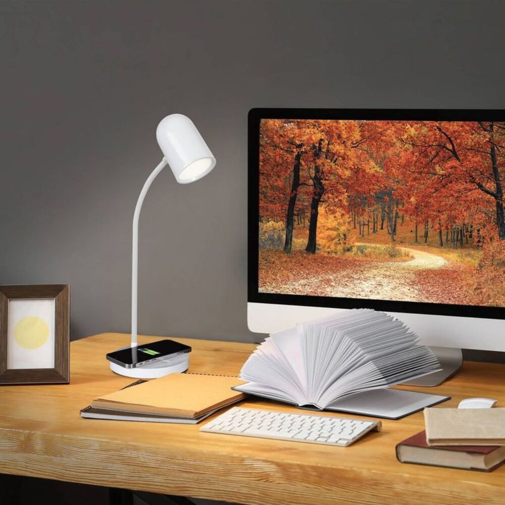 Brody LED Desk Lamp with Wireless Charging & Touch Controls - White